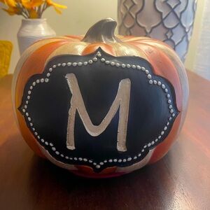 Kirkland’s Pumpkin Decoration with “M” monogram
